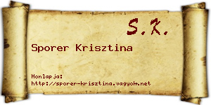 Sporer Krisztina névjegykártya